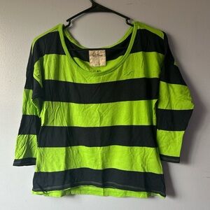 Hollister Neon Green and Black Striped Tank